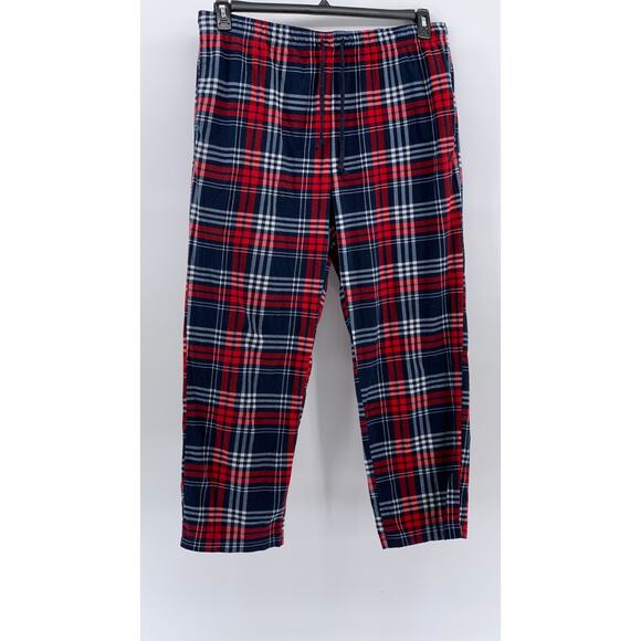 NAUTICA Men's Navy-Red Plaid Flannel Pull-On Classic-Fit Pajama Pants SZ L - Picture 1 of 9